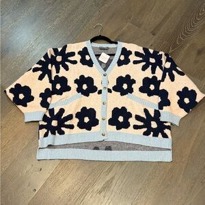 Navy and Blush Floral Cardigan poppy and pine size m/l